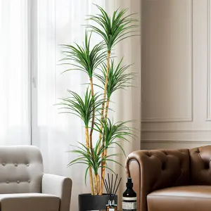 Garvee 6-Foot Artificial Dracaena Tree, Realistic Fake Dracaena Plant for Indoor Decoration, Adjustable Synthetic Tall Plant Ideal for Interior Design and Photo Backgrounds