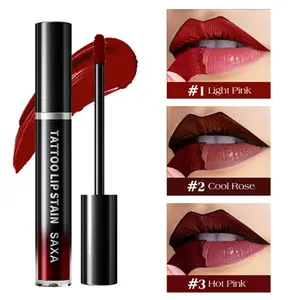 Saxa Tattoo Lip Gloss, Moisturizing Three-Color Peel-Off Lip Gloss, Long-Lasting Waterproof, High Pigmentation, Gentle & Nourishing