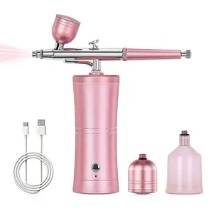 Rechargeable Airbrush Kit for Summer, Handheld Airbrush for Nails, Adjustable Nail Art Painting Cake Painting Airbrush, Makeup Airbrush Tool for Home & Salon, Beauty Equipment, Spray, Pressure, HandleQuesear