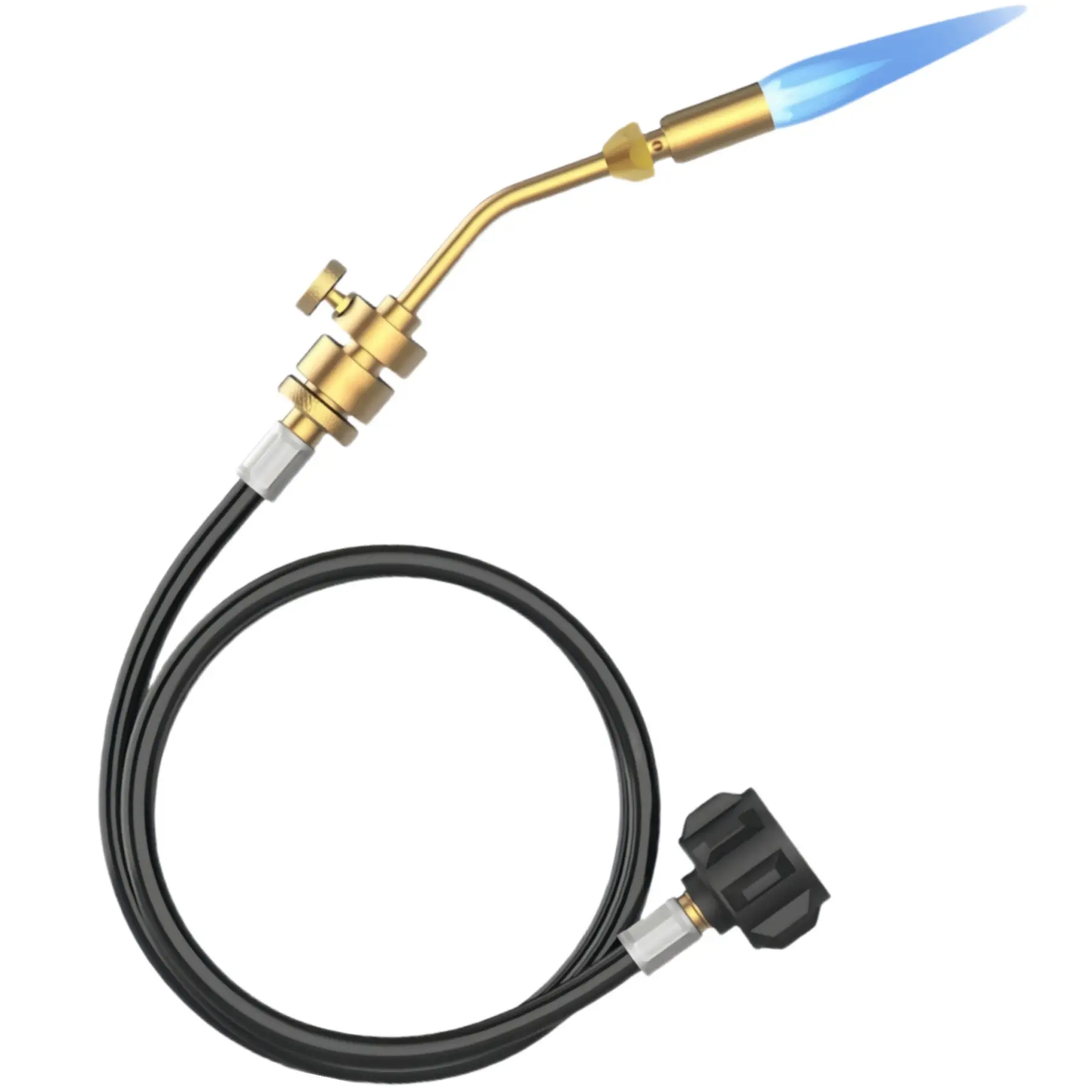 Full Copper Propane Torch Head with 5 Foot Soft Hose, Heavy Duty Gas Flame Burner for Soldering, Welding, Ignition, Cooking Tool
