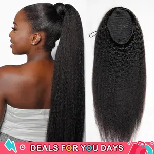 [New In] BGMgirl Kinky Straight High-Density 10-Sec Ponytail Protective Hairstyle Draw-string Ponytail Hair Extensions Ponytail 100% Human Hair Summer Vacation Style #DealsForYouDays