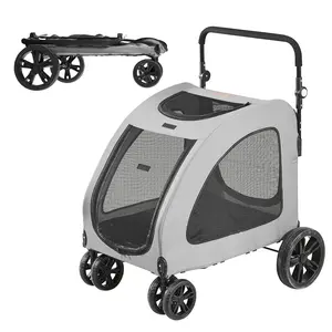 VEVOR Extra Large Dog Stroller for Dogs Up to 160lbs, 4 Wheel Handle-Adjustable Pet Stroller for Large Dog, Jogging Carriage for 2 Dogs