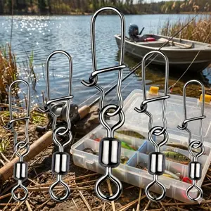 Stainless Steel Ball Bearing Snap Swivels Fishing Connectors Kit, 20/50 Pcs Corrosion-Resistant Fast Spin Swivels for Saltwater Freshwater Fishing Tackle Accessories