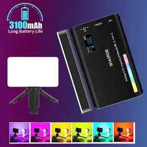 2500k-9000k Led Camera Light With Tripod Phone Holder 360° Ball Head Dimmable Led Video Light With Soft Diffuser RGB LED Video Light Photography Fill Camera Lighting Panel CRI95+ LCD Display Cold Shoe For Vlog Live Streaming DSLR