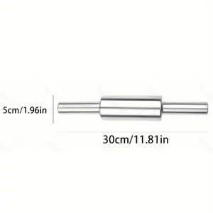 Stainless Steel Rolling Pin – Non Slip Handle Dough Roller for Pizza, Cookies & Baking Prep Tool