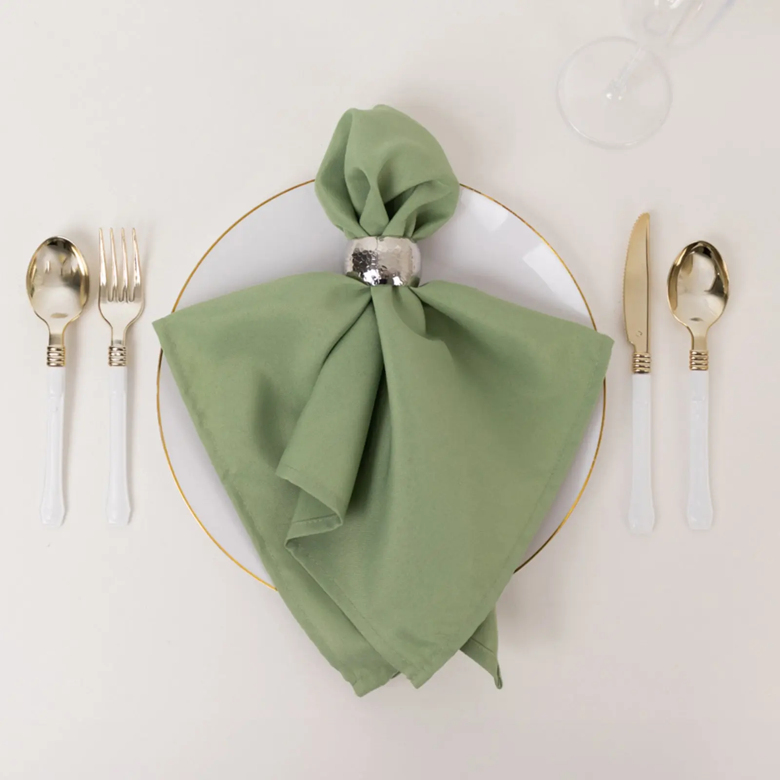 Reusable Square Fabric Napkins, 5-Pack Commercial Grade 220GSM Polyester 20"x20" Sage Green - Stainproof, Wrinkle Resistant Restaurant Tableware for Banquets, Events, Multipack Napkins