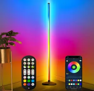 Smart RGBICW LED Corner Floor Lamp, 3000 Lighting Modes, Music Sync, App & Remote Control, Color Changing Ambient Lighting for Living Room Bedroom Gaming Room