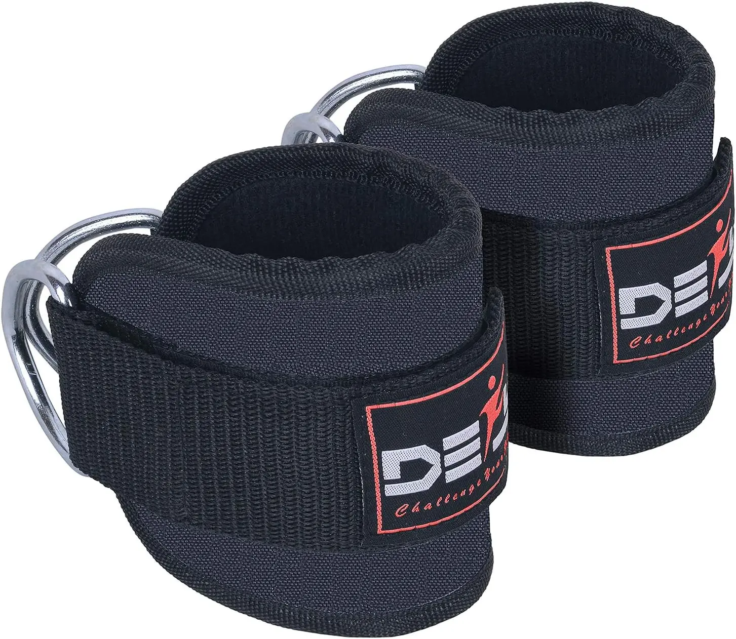 DEFY Fitness Best Ankle Straps Cable Machines Heavy Duty Stainless Steel Double D-Ring Adjustable Premium Comfort Neoprene for Glute, Abs & Legs Workout for Both Men & Women attachment