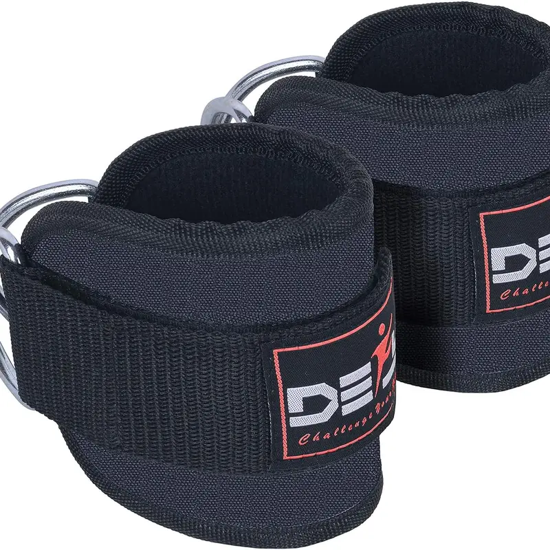 DEFY Fitness Best Ankle Straps Cable Machines Heavy Duty Stainless Steel Double D-Ring Adjustable Premium Comfort Neoprene for Glute, Abs & Legs Workout for Both Men & Women attachment