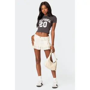 Dev Ruffle Linen Look Mini Skirt