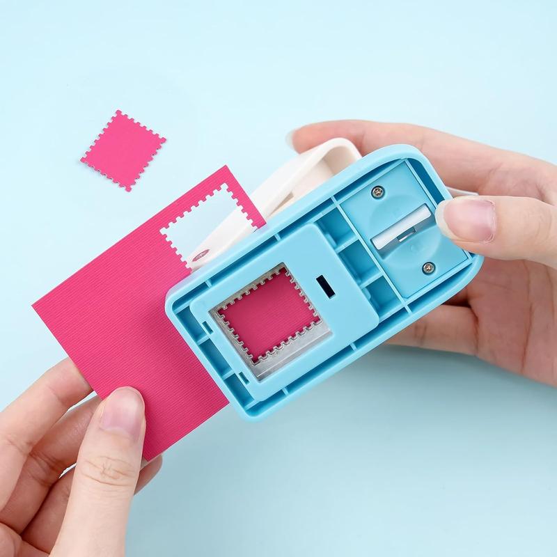 6 Styles Stamp Puncher-Comes with a free glue stick, Manual Floral Design Paper Hole Puncher, Embosser, Lever-type structure for effortless and durable operation for Hand Books, Photo Albums, Greeting Card Making, Office Supplies and Gifts