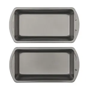 Non-Stick Set of 2 Medium Bread Pans 8” x 4” - Ideal for Baking, Meatloaf, Cakes, Brownies, Lasagnas & Casseroles - Steel Baking Supplies Bakeware Nonstick