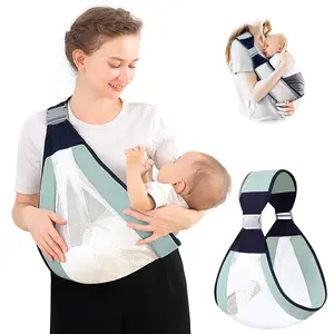 Baby Sling Carrier, Adjustable Half Wrapped Sling Hip Carrier - Lightweight Breathable Mesh Fabric for Newborn to Toddler Up to 45 lb