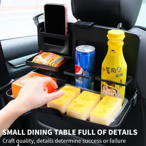 Foldable Car Rear Seat Table, Food Tray, Cup Holder, Drink Rack, Bottle Stand, Desk, Phone Holder, Storage Box, Travel Table, Interior, Road Trip Essentials