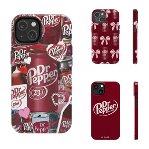 Red Dr Pepper Diet Tough Phone Case, Dr Pepper Aesthetic Case For iPhone 11/12/13/14/15/16/17/PRO/PLUS/PROMAX Halloween Christmas Protection Artistic Cat Hunting Camouflage