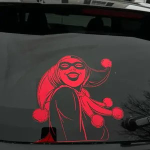 Jester Clown Girl Decal | Joker Style Clown Vinyl Sticker | Harley Style Car and Truck Decal for Doors, Windows & Panels