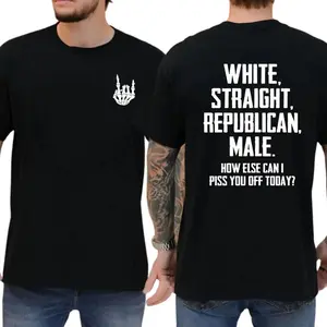 White Straight Republiican Male T Shirt, Graphic Printed Sweatshirt, Casual Menswear Hoodie, Unisex Sweater Pullover Tee