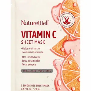 NatureWell Vitamin C Sheet Mask - Hydrating, Brightening Face Mask (20mL) Skin Repair Moisture Hydrate Moisturizer