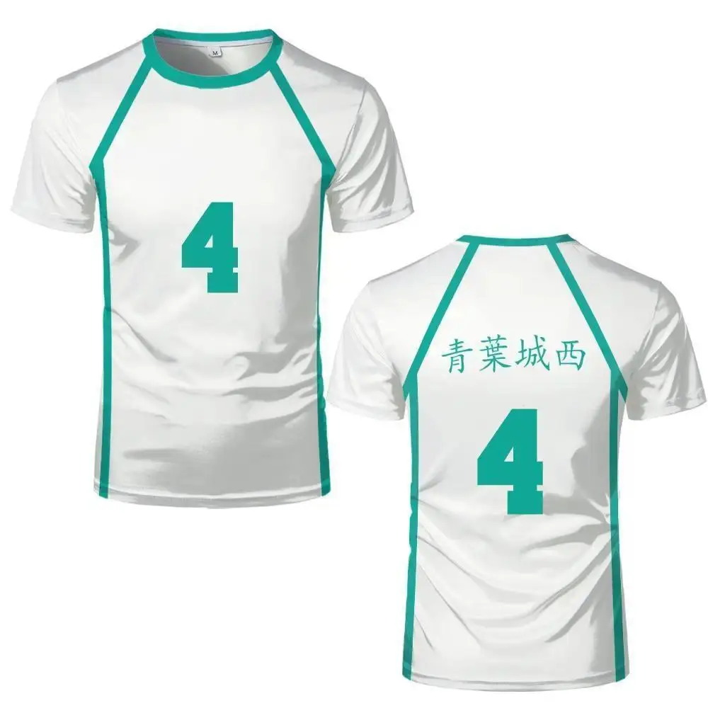 Anime Haikyuu Oikawa Toru Cosplay T-shirt Fashion Sports Casual Jersey Aoba Johsai High School Short Sleeve Volleyball Uniform