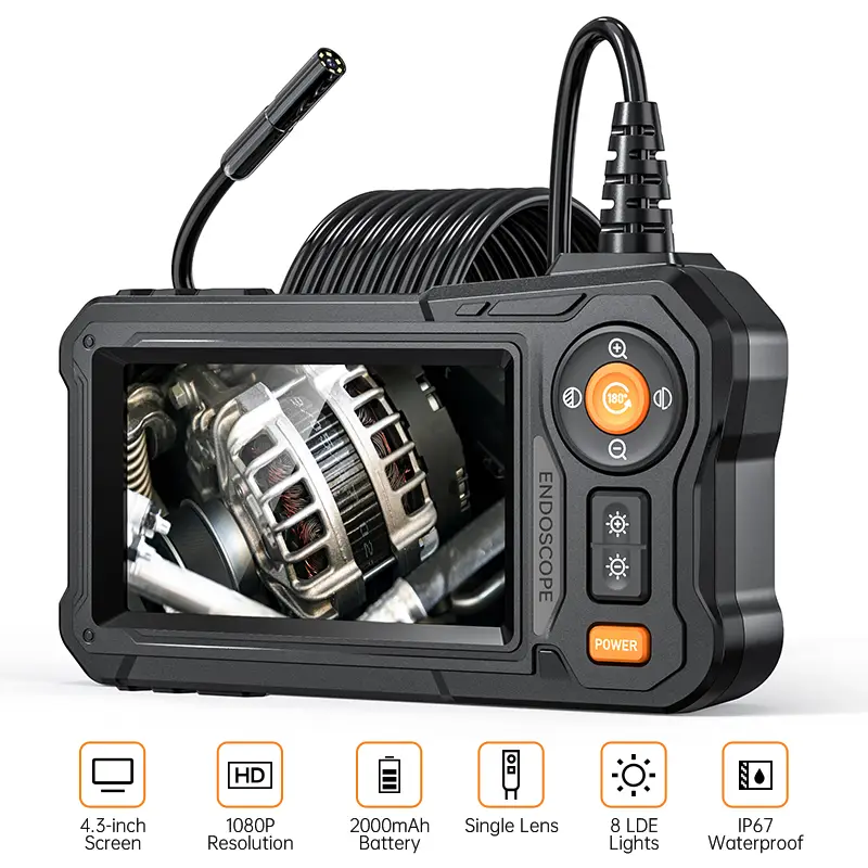 Endoscope Camera with Light - 4.3" LCD Screen Inspection Cameras,IP67 Waterproof Borescope with 8 Adjustable LED Lights,HD 1080P Endoscope Camera 16.5