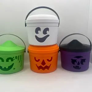 McHalloween Boo Bucket 80s 90s Nostalgia 3D Printed Halloween Decorative Buckets with Working Handle & Removable Lid - tea lights Decoration Ornaments