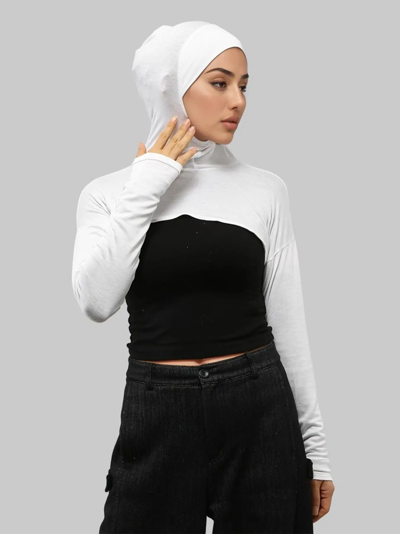 Breathable Sun Protection Headscarf Neck Sleeve Set, Soft Elastic Fabric Suitable for Daily Wear, Fashionable Modesty Muslim Hijab Outerwear Clothing