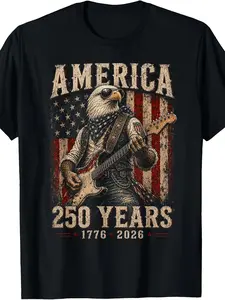 Vintage Eagle Playing Guitar 250 Years America 4Th of July T-Shirt