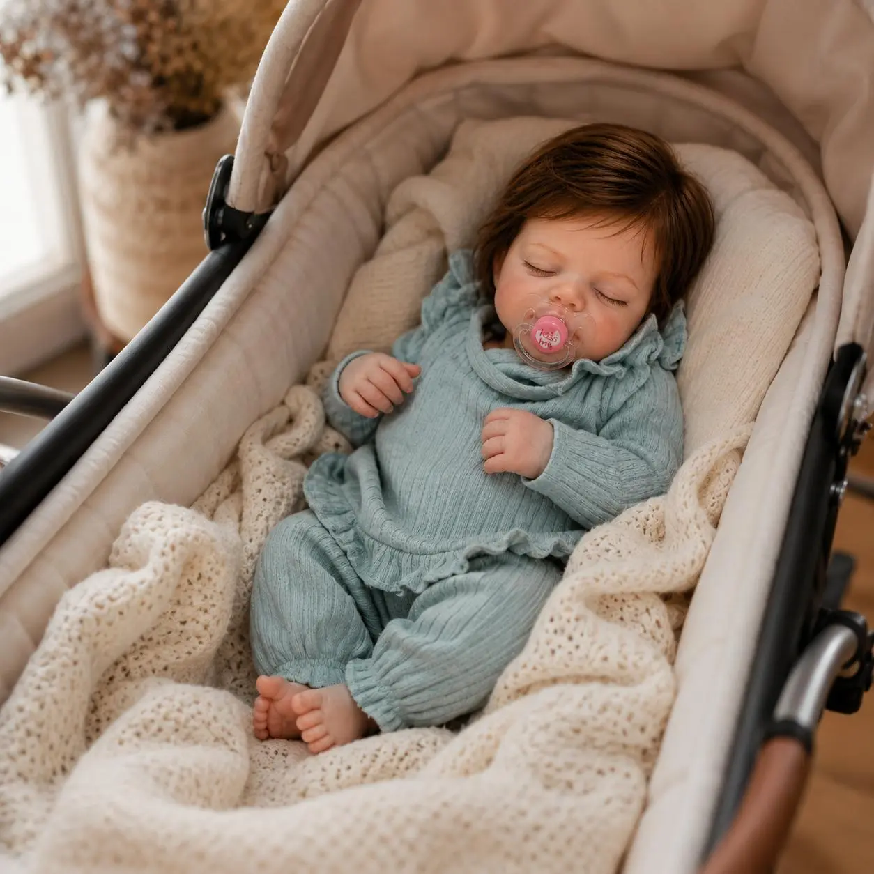 Reborn Newborn Baby Doll - 19in/48cm Unisex Handcrafted Soft Cloth Body, 3D Hand-Painted Lifelike Skin, 2.3lbs Weighted Poseable Asleep Doll, Dress-Up Toy, Gift for 3-4 Years Toddlers (Christmas/Birthday)