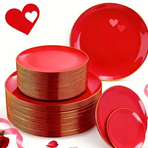 30pcs Edge Plastic Plates, Design, Heat Resistant Reusable Salad Plates, 8 Inch Party Plates for Christmas Halloween Birthday Wedding