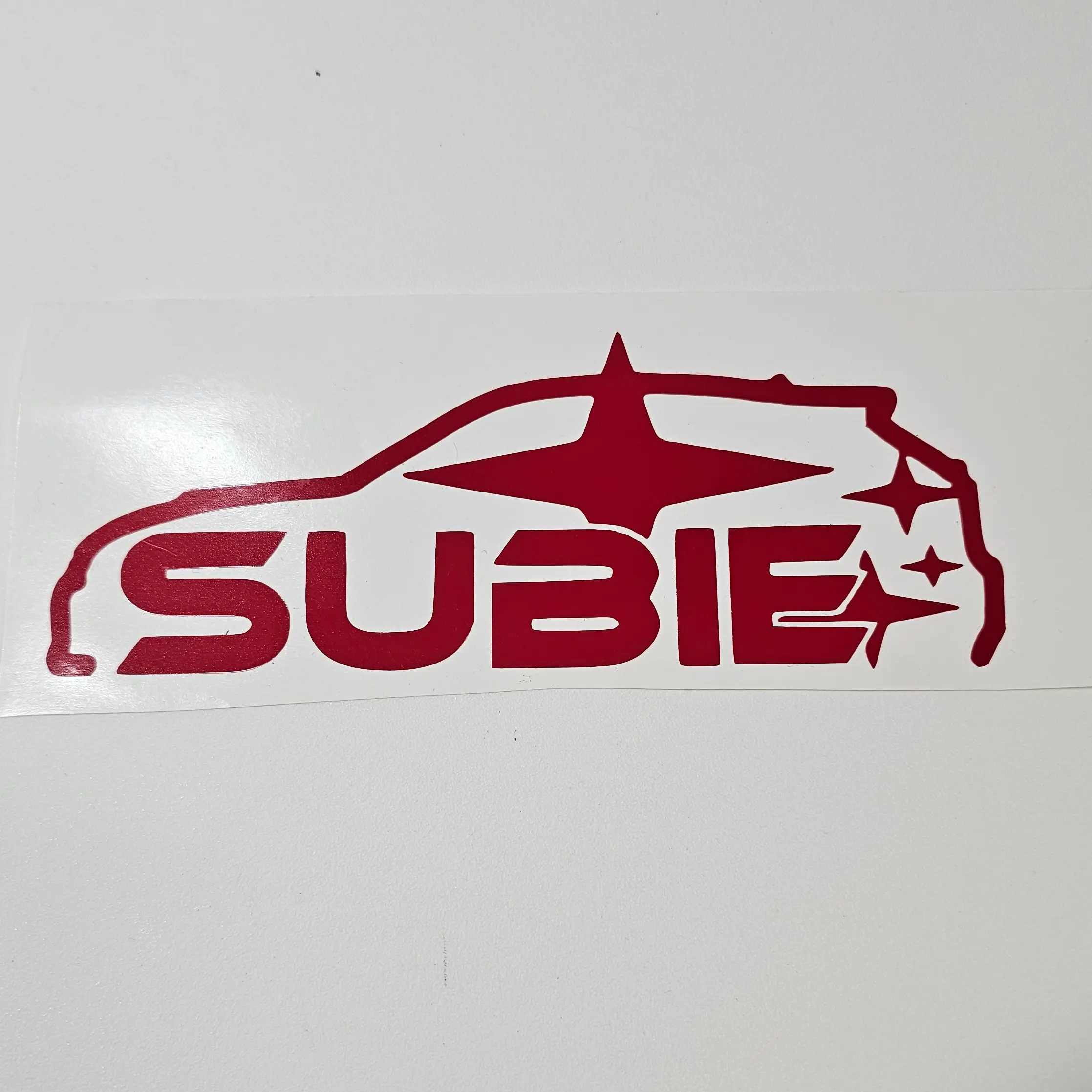 Subie Subaru Outline Vinyl Decal 4 x 6 Inches Red Car Sticker for Vehicle Decoration