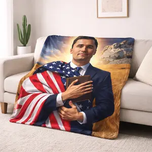 Charlie Kirk Angelic Advocate Blanket Super Warm Funny Plush Throw Blanket For Boy Girl Living Room Flannel Bedspread Bed Cover, Valentine's Day Gift, Gift for Him & Her
