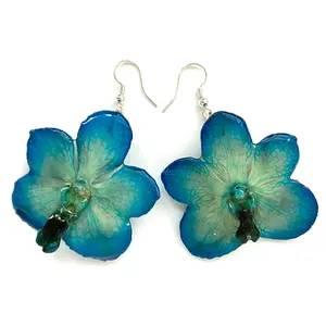 Flower Earrings Blue vanda orchid earrings