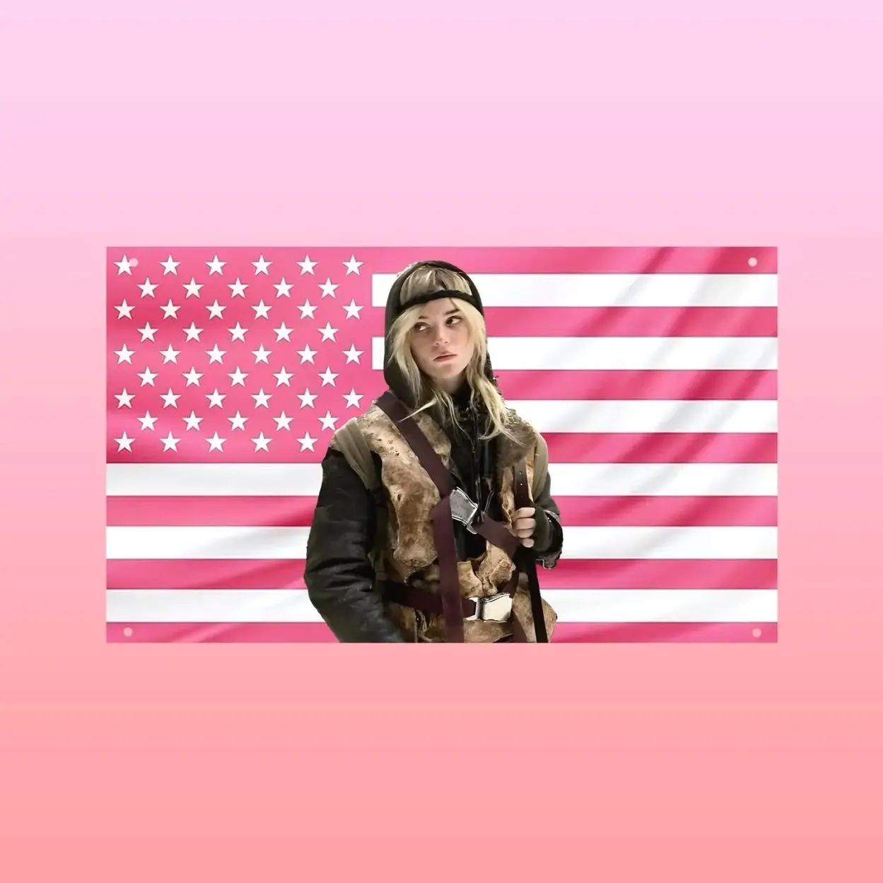Natalie Scatorccio Yellowjackets Tapestry | Sophie Thatcher Pink Flag Wall Decor | TV Show Aesthetic Dorm Frat Decor