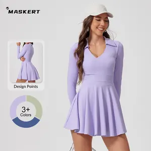 MASKERT Women's High Elasticity Athletic Dress, Female Sporty Gym Activewear with High-Stretch Skin-Friendly Fabric, Pocketed Mini Dress summervibes