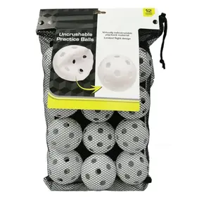 Uncrushable 9" Plastic Practice Baseballs, White, 12 Pack, 0.7 lbs, New