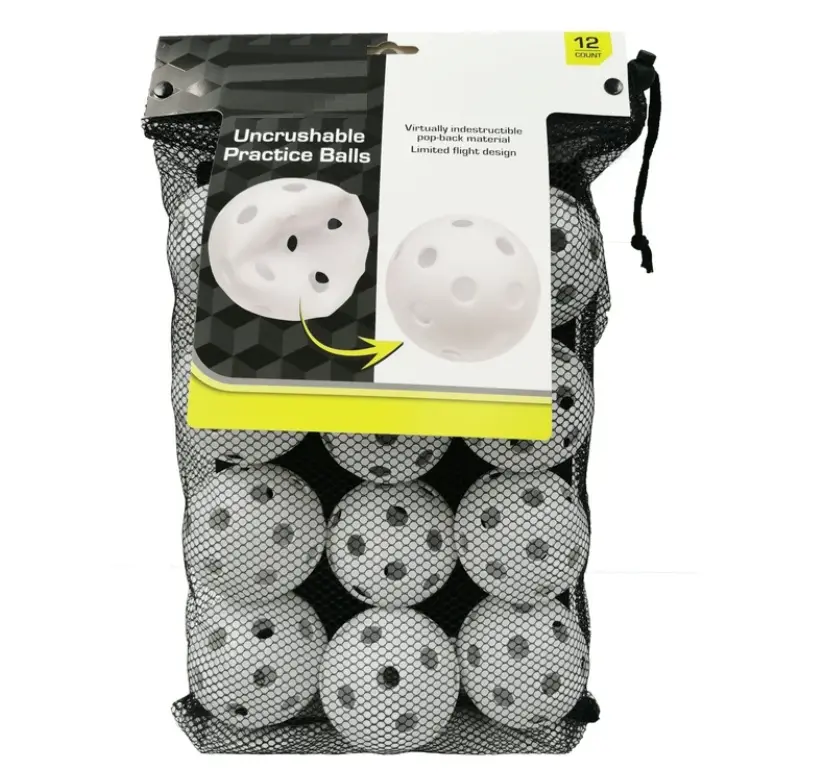 Uncrushable 9" Plastic Practice Baseballs, White, 12 Pack, 0.7 lbs, New