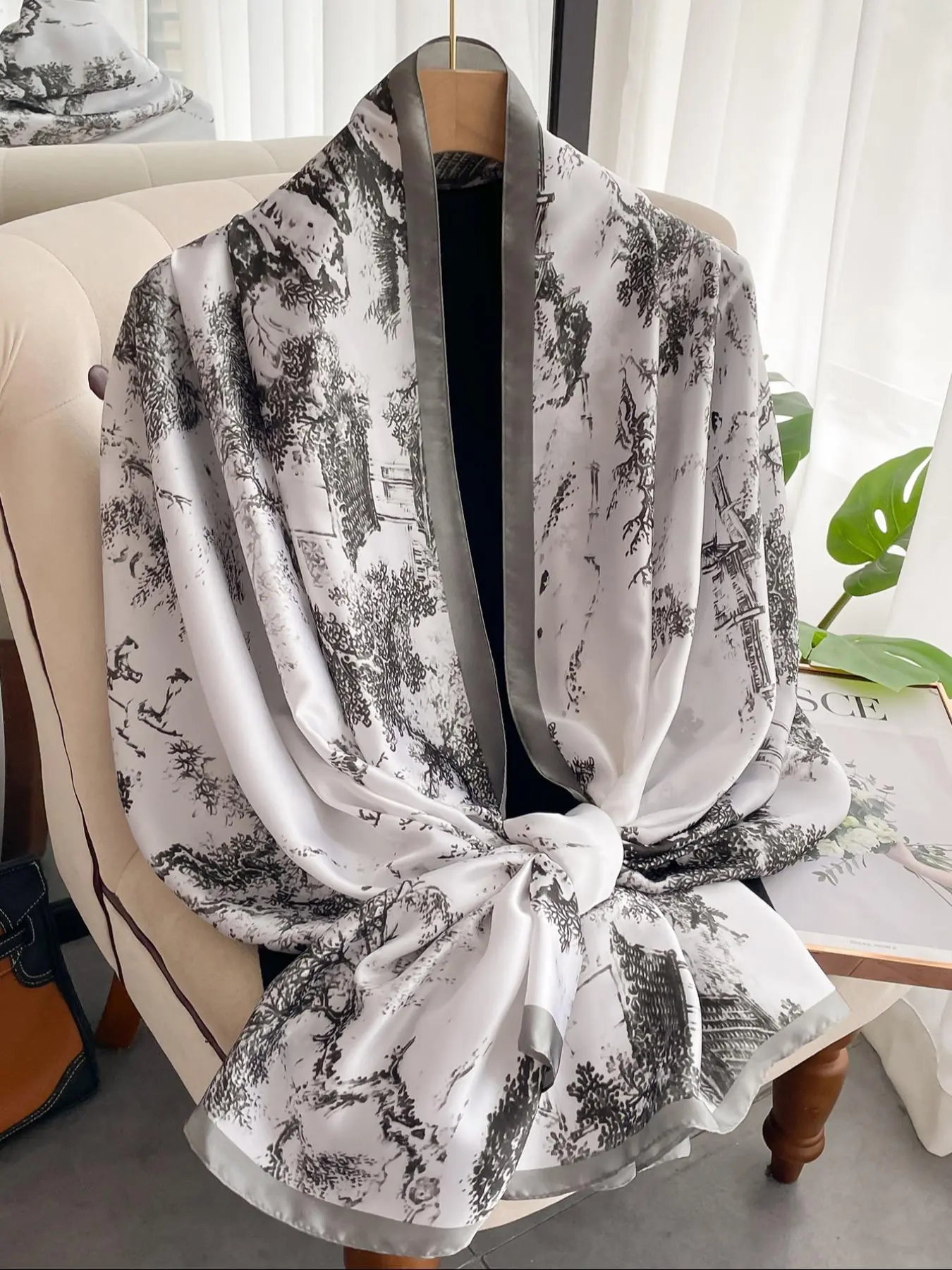 Women's Floral Print Scarf, Boho Style Shawl for Daily Wear, Fashionable Scarf for Women & Girls, Elegant All-match Fashion Accessories for Daily Wear, Floral Pattern Shawl, Silk Feeling Scarf