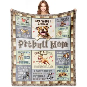 Flannel Blanket | Pitbull Dog Soft Flannel Throw Blanket, Perfect Pitbull Mom Gifts For Women Owners Lovers, Ideal Christmas Mother's Day Warm Home Decor | Home & Gift