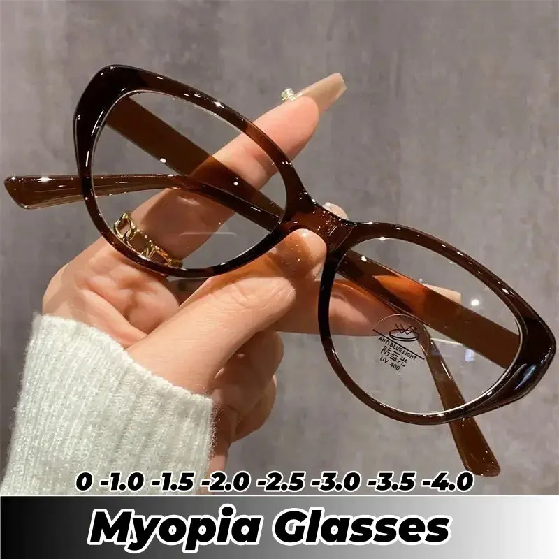 Fashion Cat Eye Minus Sight Eyeglasses New Trend High Definition Myopia Glasses Anti blue Light Spetacle Computer Eyewear