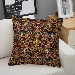 Vintage Golden Cherub Baroque Decorative Pillow With Insert, HD Printed Cushion With Pillow Included, Perfect for Bedroom, Luxury Guest Room, Study Room, Royal European‑Themed Home Ambience Decor