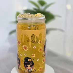 glitter lava effect snow glove tumbler with floating glitter in liquid between walls vaso tipo snow globe Drinkware Reusable Washable Portable Bottled Mug