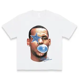 Lebrons James Allstars Bron Vintage-Inspired T-Shirt | 100%Cotton, Round Neck, Short Sleeve | Unique Basketball Star Design with "BUBBLE" Text | Men's Casual & Retro Style | Hand Wash or Dry Clean