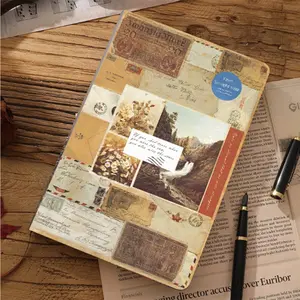 Vintage Style Lined Notebook, 1 Count Nostalgic Illustration Lined Diary, Student Stationery, Must-have Stationery Gift for Back to School, Craft, Scrapbooking
