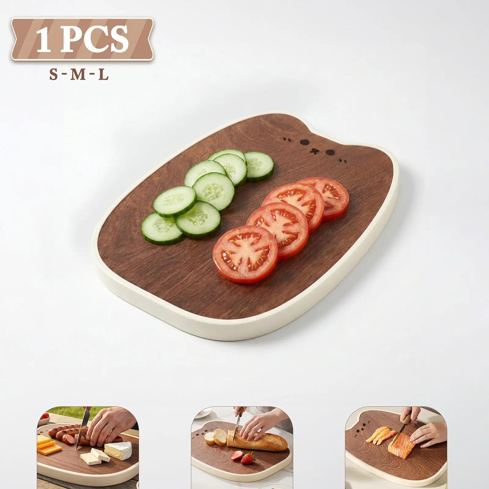 Two-In-One Cartoon Cat Cutting Board, Multi-Purpose Chopping Board, Anti-Mold Non-Slip, Kitchen Use, S-M-L Sizes Available