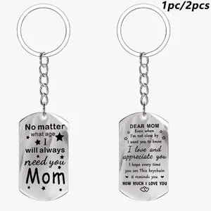 1pc/2pcs Mother Gift Stainless Steel Keychain, Warm Love Quote Design, Ideal Gift For Mother On Mother'S Day/Birthday, Souvenir, Suitable For Keys, Home, Gift Box, Backpack Decoration
