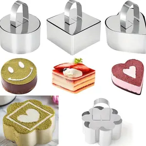 Stainless Steel Mousse Ring Pudding Mold with Pressure Plate, Rice Ball Tiramisu Mold, Cake Baking Mold for Perfect Desserts