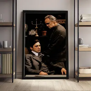 The Godfather "Father & Son" Canvas Wall Art, Classic Mafia Movie Print, Retro Decor for Man Cave Home Office Bar, Framed/Unframed Option Artwork Cool Wall Art