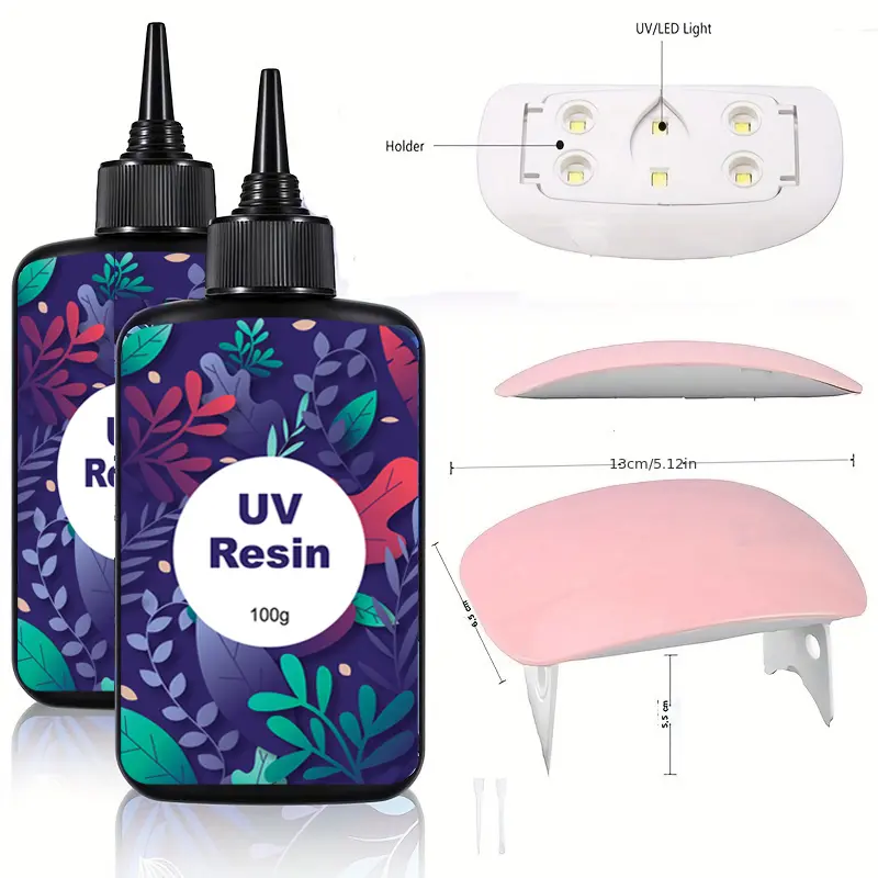 200G UV Resin Kit With 2PCS 6 Lamp Beads UV Light - Larger Size Light And 200g Upgraded Hard Type Crystal Clear UV Resin Kit, UV Resin With Light For Craft Jewelry Making