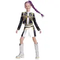 Female 3-Pieces Modern Dance Performance Set - Soft Fabric, 3D Prints, Long Sleeve Top, Jacket, Shorts, Role Play, Superstar Style, Halloween Stage Show Costume