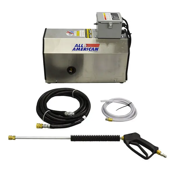 Commercial Wall Mount Electric Pressure Washer, Hot/Cold Water Model for Auto Detailers & Detail Shop Bays, Equipped with Trigger Gun